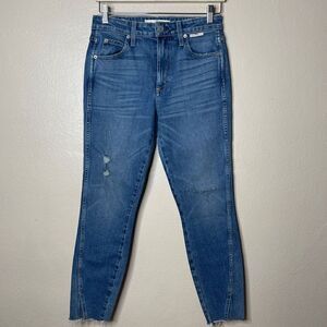 AMO Jeans Women's 27 Blue  High Rise Twist LoverBoy New Denim Distressed